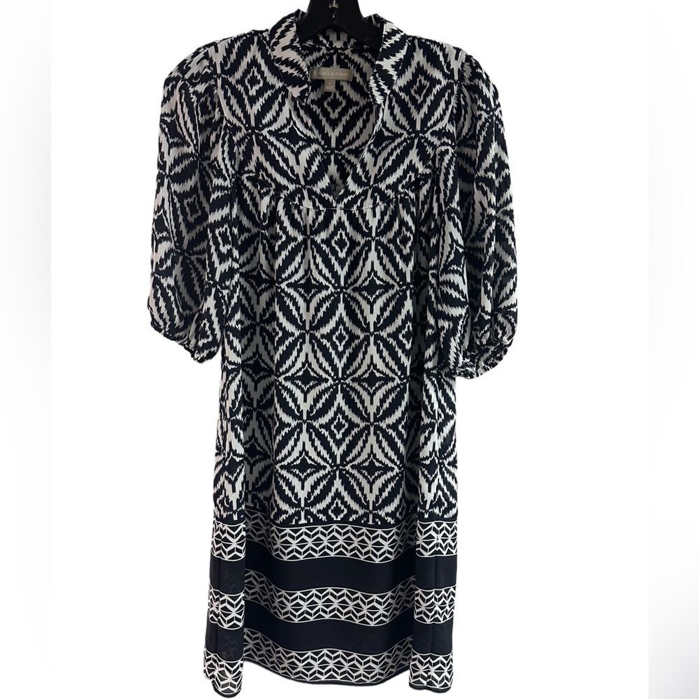 Banana Republic Black & White Print Balloon Sleeve Dress Size 4